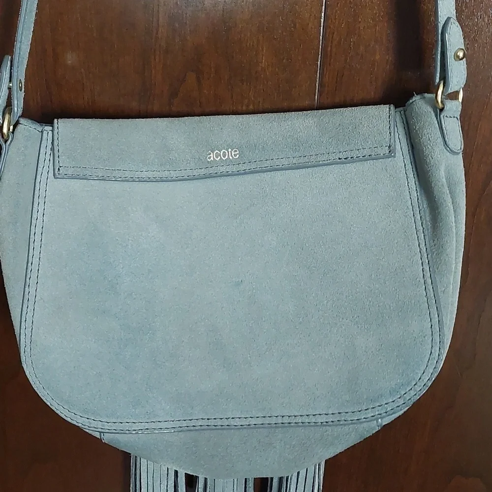 Acote suede grayish blue bag. - Picture 3 of 11